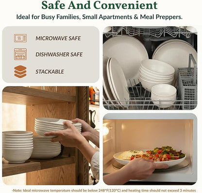 40 PCS Kitchen Dinnerware Sets, Wheat Straw Plates and Bowls Sets, Unbreakable