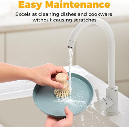 5 Pcs Bamboo Dish Brush Set Practical Dish Cleaning Brush Set Multifunctional Dish Washing Brush Set Ergonomic Kitchen Brush Set for Kitchen Cleaning Pots Pans Dishes