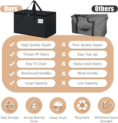 Heavy Duty Moving Bags - Extra Large Packing Bags and Storage Totes, Collapsible and Foldable Option for Moving and Storage, Clear, 125 L - 12 Pack