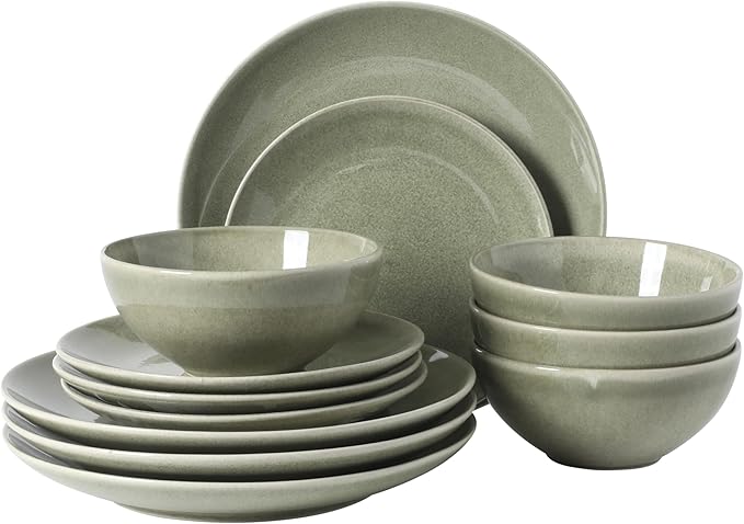Gibson Elite Castle Peak Plates and Bowls Set, 12-Piece Dinnerware Set