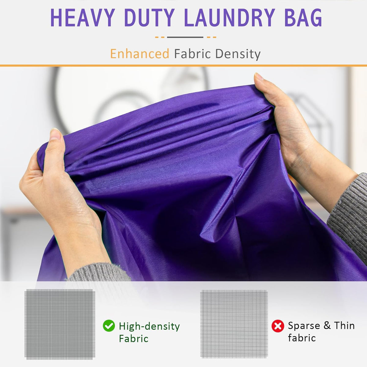 Extra Large Heavy Duty Laundry Bag - 28" x 40", Travel Laundry Bag for Dirty Clothes, Purple