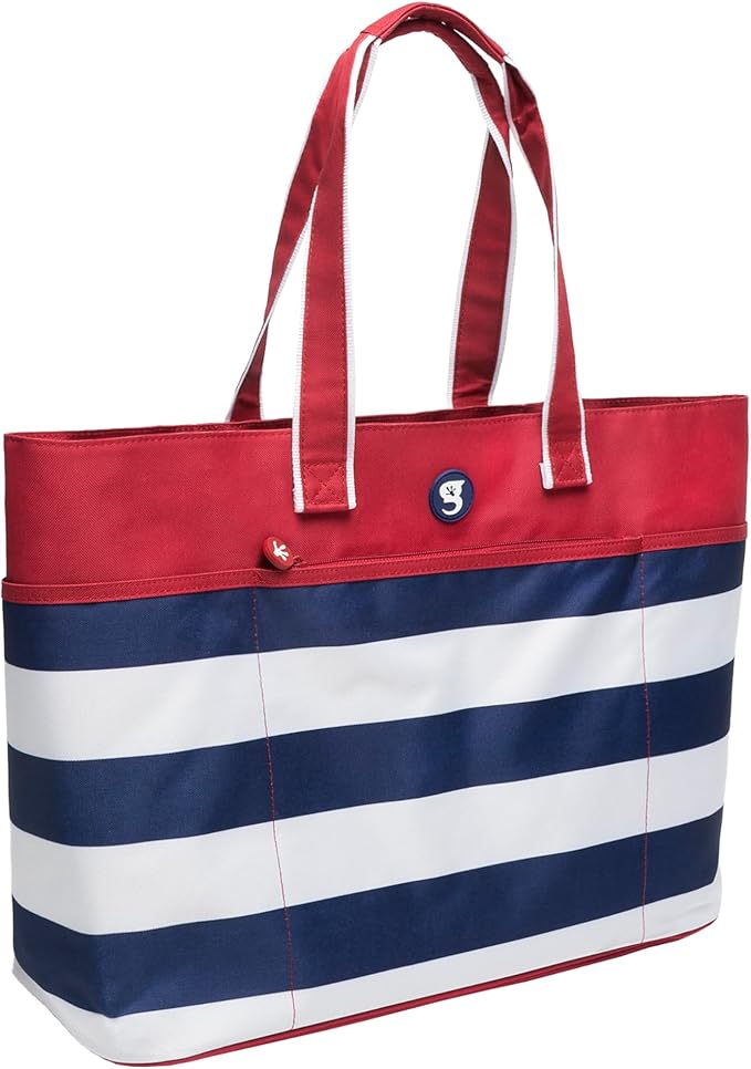 geckobrands Oversized Beach Tote – Large and Stylish Beach Bag with 4 Exterior Pockets and Zippered Internal Compartment