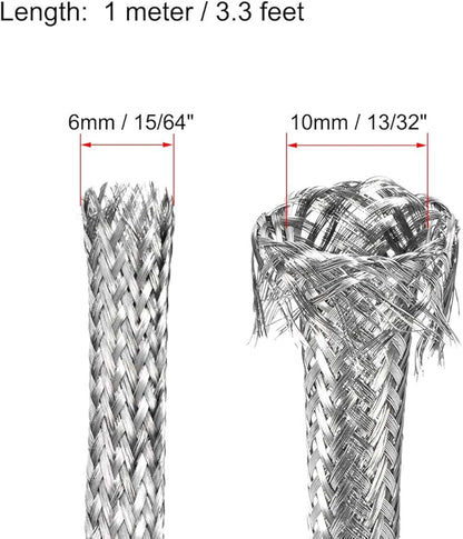 uxcell 3.3Ft - 15/64 Inch 304 Stainless Steel Sleeving Expandable Hose Cover