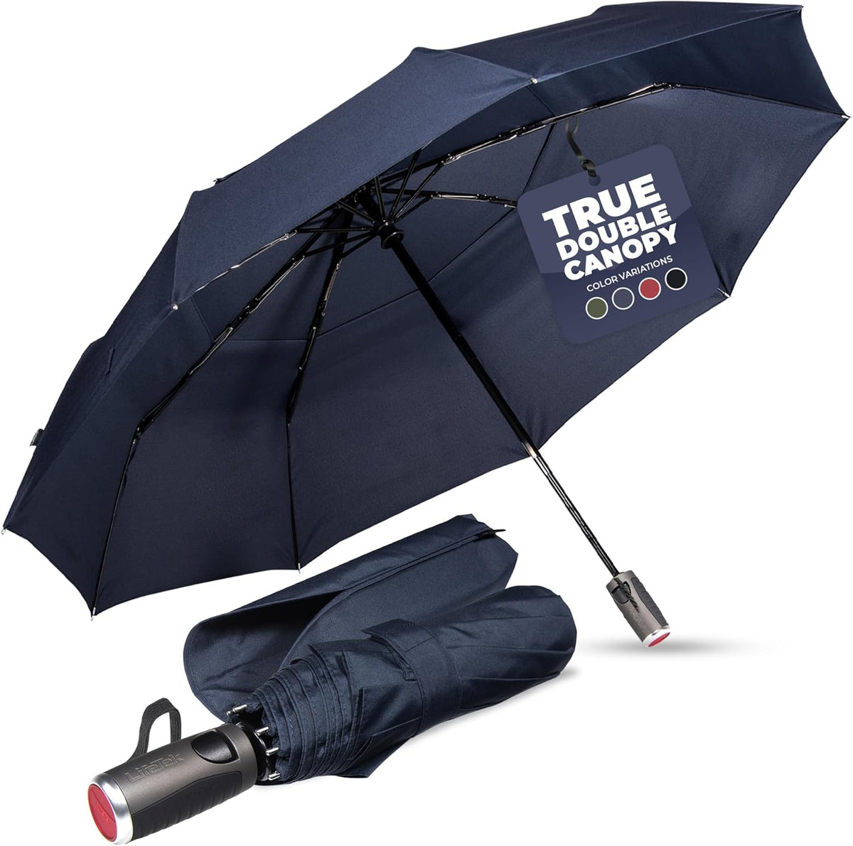 LifeTek Premium Travel Umbrella - Windproof & Compact for Men & Women, Automatic Open Close, Fits in Purse Laptop Bag or Backpack, Strong Frame for Heavy Rain & Sun UV Protection
