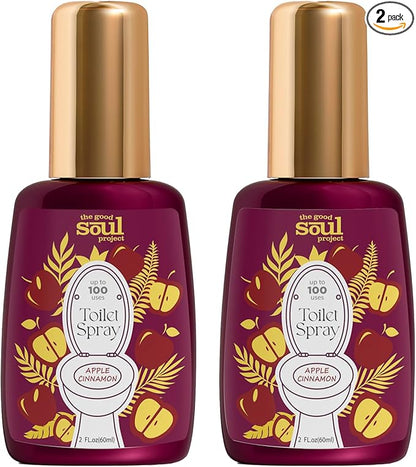 Toilet Spray, Travel Essentials, Apple Cinnamon, 4 Fl.Oz, Up to 200 Uses, Bathroom Odor Eliminator, Air Fresheners for Home and Work