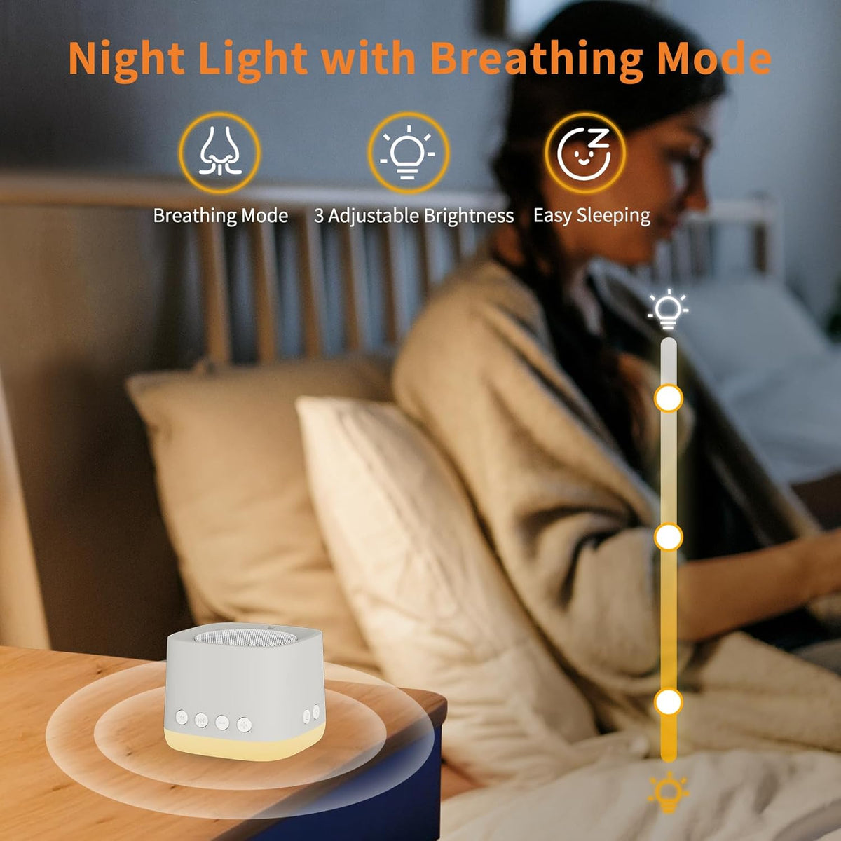 Portable White Noise Machine,Mini Sound Machine for Travel with Breathing Night Light,16 Soothing Sounds,Timer,Rechargeable Brown Noise Machines for Sleeping Adults Gift,Office Privacy,Home (Puttyi)