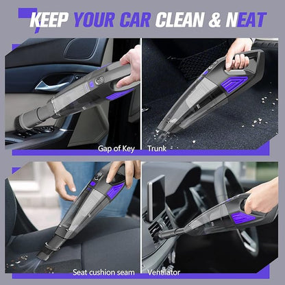 Handheld Vacuum Cordless Cleaner,Powerful Portable and Dust Buster Hand Vcauum Rechargeable with Large-Capacity Battery for CarPetOfficeHome (Dark Purple)