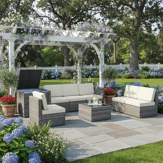 Tangkula 8 Pieces Wicker Patio Furniture Set