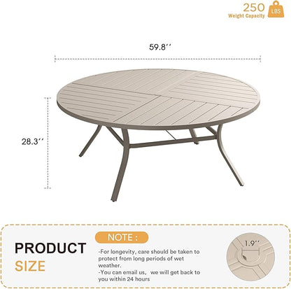 VICLLAX Round Patio Table with Adjustable Umbrella Hole