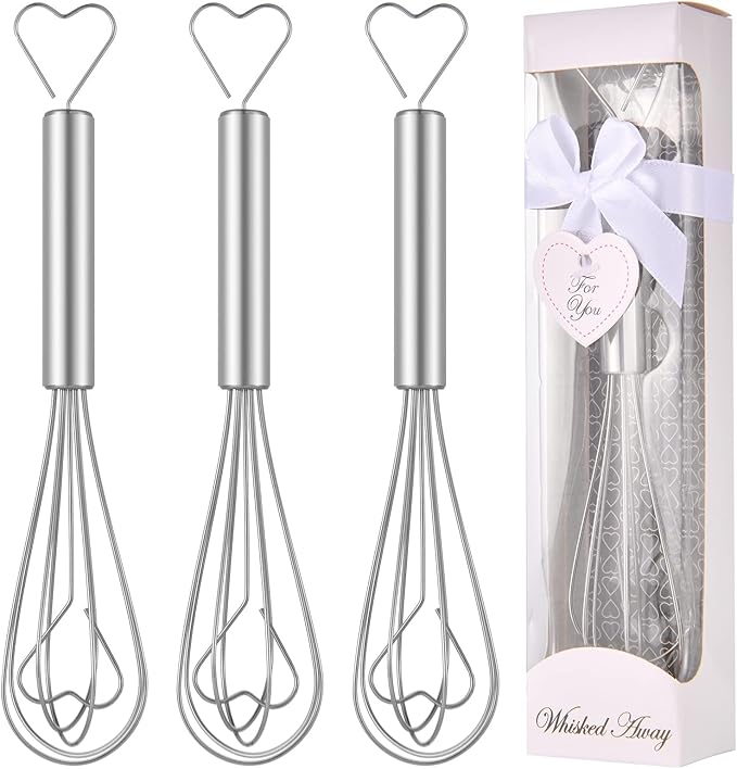 30Pcs Heart Shaped Egg Beater Stainless Steel Mini Manual Eggs Whisk Bulk with Individual Package, Wedding Bridal Engagement Party Return Gift Baby Shower Favors Souvenirs for Guests