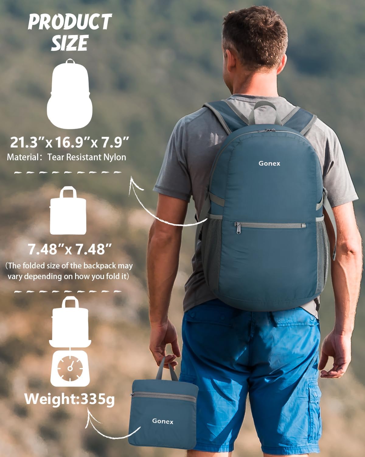 Gonex 30L Ultra Lightweight Packable Backpack, Handy Foldable Daypack for Camping Outdoor Travel Cycling Backpacking