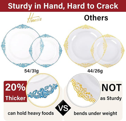175 Pcs Clear Blue Plates for Graduation | Blue Party Plates Set for 25 Guests