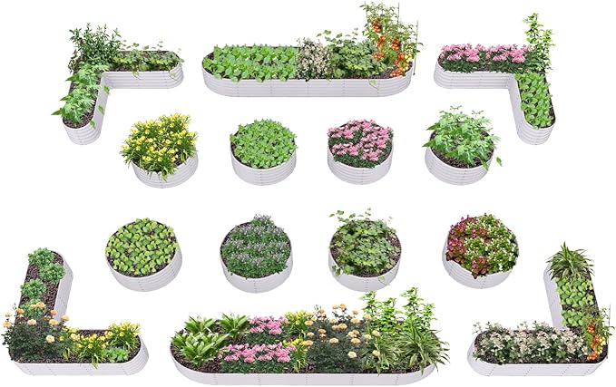 A ANLEOLIFE Set of 14, 18 Inch Tall Raised Garden Beds Kit, Heart-Shaped