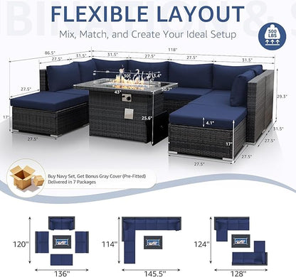 NICESOUL 9 Piece Oversized Outdoor Patio Furniture Set, 29.3'' High Back Comfy