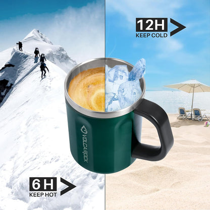 16 Oz Coffee Mug with Handle and Lid, BPA Free Coffee Cup, Keep Cold 6 Hours and Keep Warm 5 Hours, Great Tea Mug for Home Offie and Outdoor Use (Deep Green)