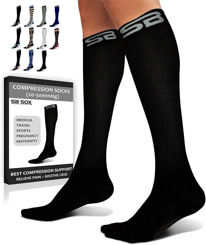 SB SOX Compression Socks for Men & Women (20-30 mmHg) - Best Support Stockings for Travel, Medical, and Sports - Perfect for Everyday Wear