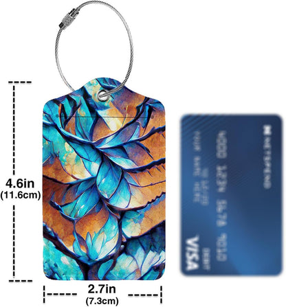 Dragon Scale Luggage Tags for Suitcases,2 Pack Luggage Tag, Leather Stainless Steel Loop Label Tag for Women Girl Travel Bag Suitcase