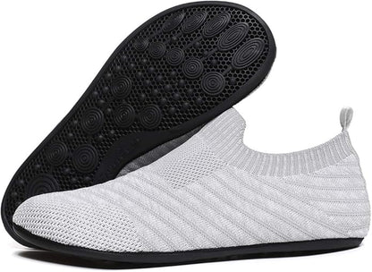 QZKDM Lightweight Slip on Grip Indoor House Slippers Barefoot Non Slip Home Exercise Yoga Shoes for Men Women