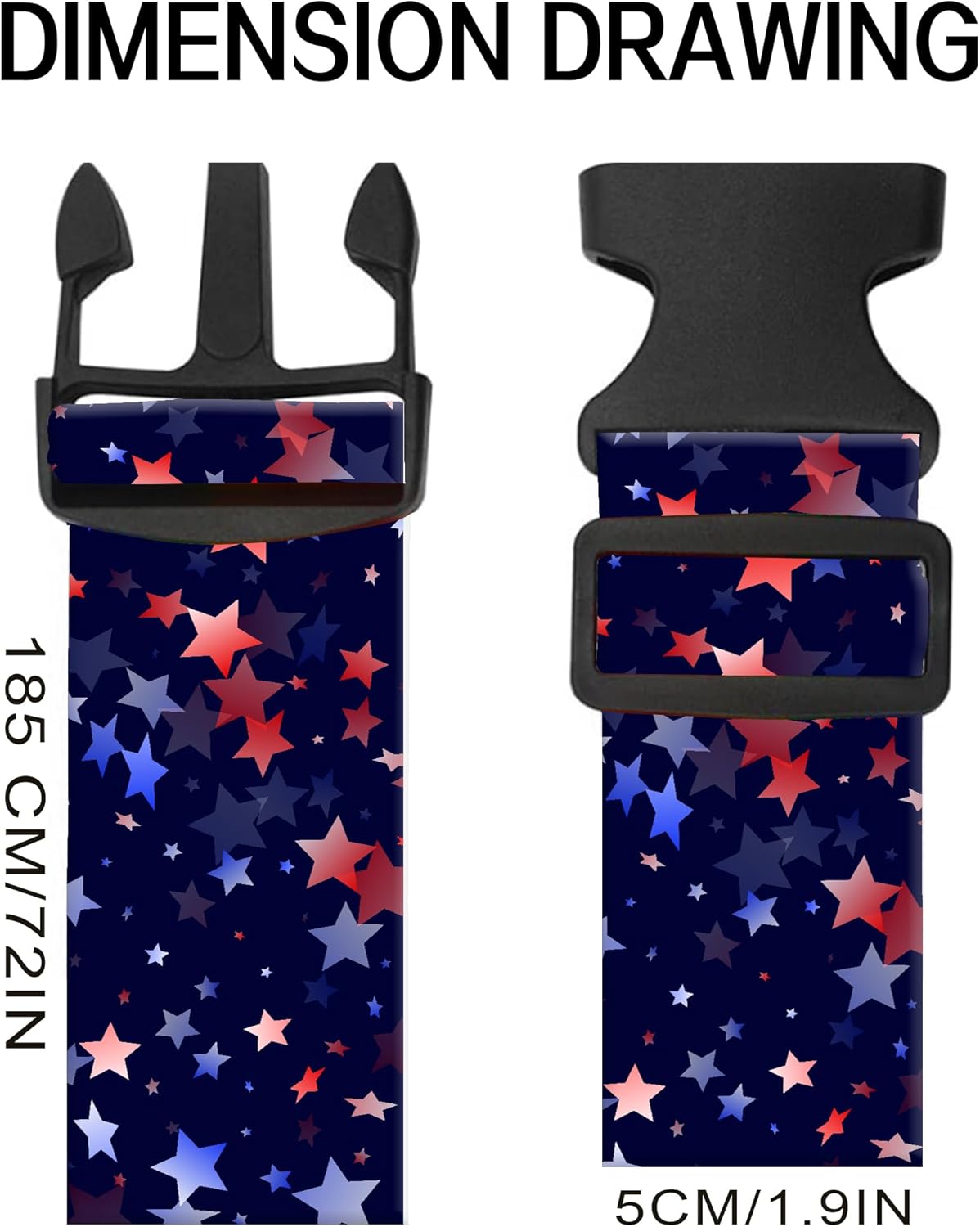 Luggage Straps for Suitcases, Adjustable Travel Belt, Durable Wide Luggage Strap, Cute Suitcase Strap Identifiers with Buckle, Bag Straps for Luggage, Luxury Colorful Stars