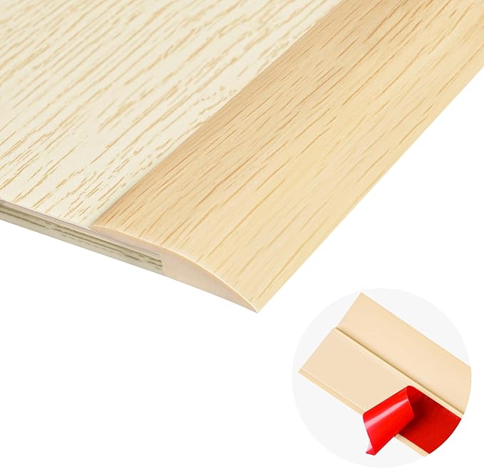 3.3Ft Carpet Floor Transition Strip, Self Adhesive Floor Edging Trim Strip, PVC Threshold Cover for Doorway, Floor Divider Strip Suitable for Threshold Height Less Than 5 mm - Beige Cream