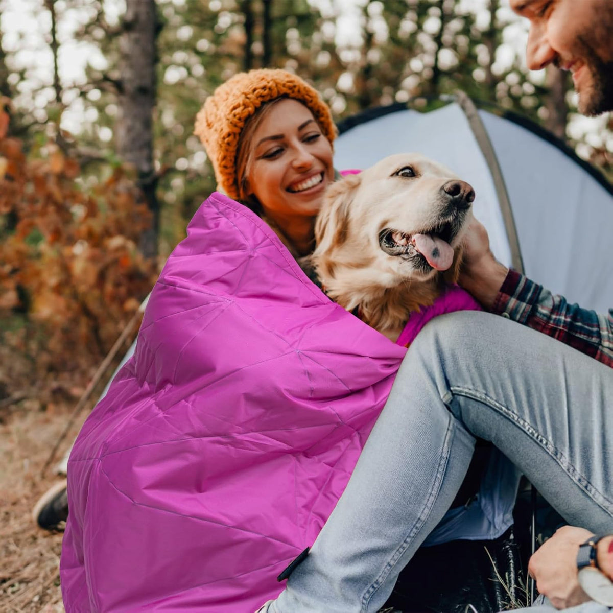 Outdoor Waterproof Blanket, Foldable Fleece Stadium Blanket for Outdoor Sports Event, Camping, Concerts, Car, Pet, Picnics - Windproof, Wearable, Machine Washable 80" x 58"