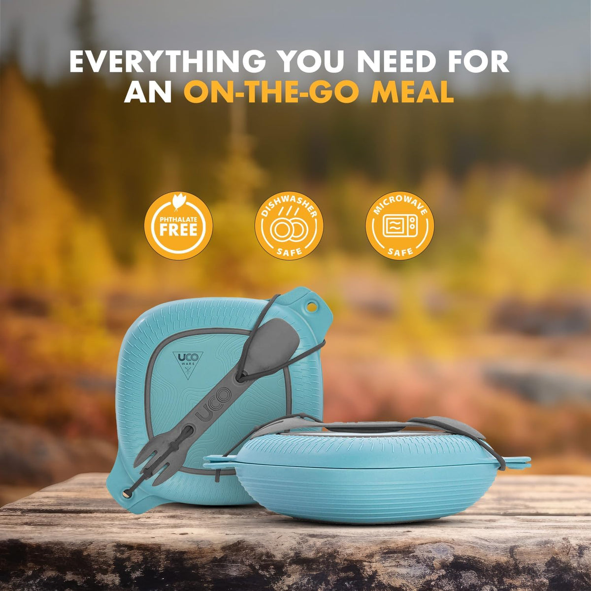 UCO 4-Piece Camping Mess Kit with Bowl, Plate and 3-in-1 Spork Utensil Set