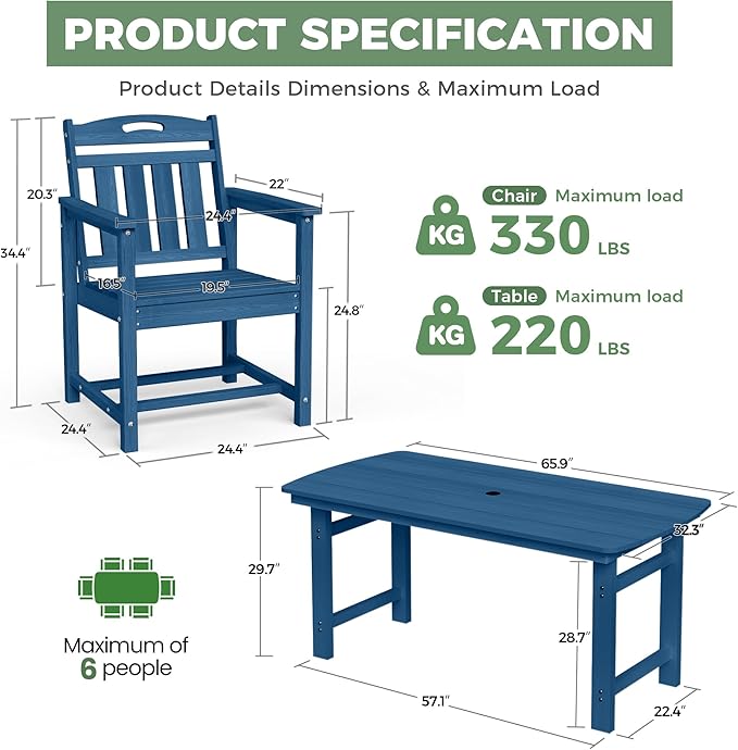 HDPE Outdoor Patio Dining Set