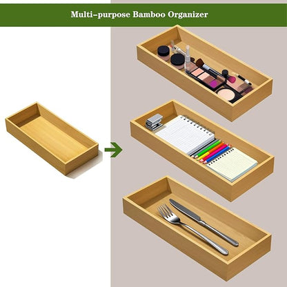 Desktop organizer, Bamboo storage tray for small tools, For office cabinets Bathroom 11.8x4.92x1.34 Inches(1 - PCS)