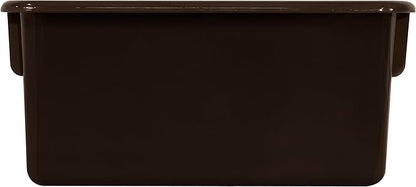 Wood Designs Cubby Storage Bin, Heavy Duty Plastic Containers for Kids Brown Cubby Tray Set of 30