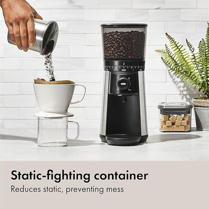OXO Brew Conical Burr Coffee Grinder - Silver, Stainless Steel Burrs, One-Touch Automatic Smart Grind
