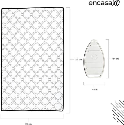 Encasa XO Ironing Mat/Pad (Large 48"x28") with 3mm Padding & Silicone Iron Rest for Steam Pressing on Tabletop or Bed - Heat Resistant, Portable, Quilting & Travel Blanket - White Tiles