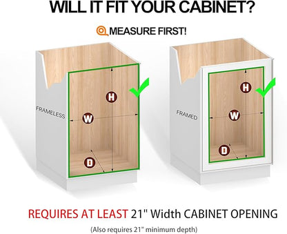 Pull Out Cabinet Organizer (20" W x 21" D), Put Out Shelves for Kitchen Cabinets, Roll Out Drawers Heavy-Duty Metal Sliding Shelf, Bottom Mount