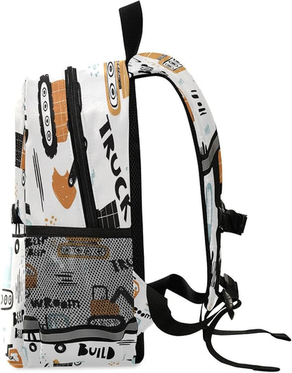 Transport Truck Excavator Toddler Backpack Boys Girls Kids Preschool Bookbag School Children Bag with Leash Travel Casual Daypack Kindergarten Elementary Schoolbag for Nursery Junior Primary Students