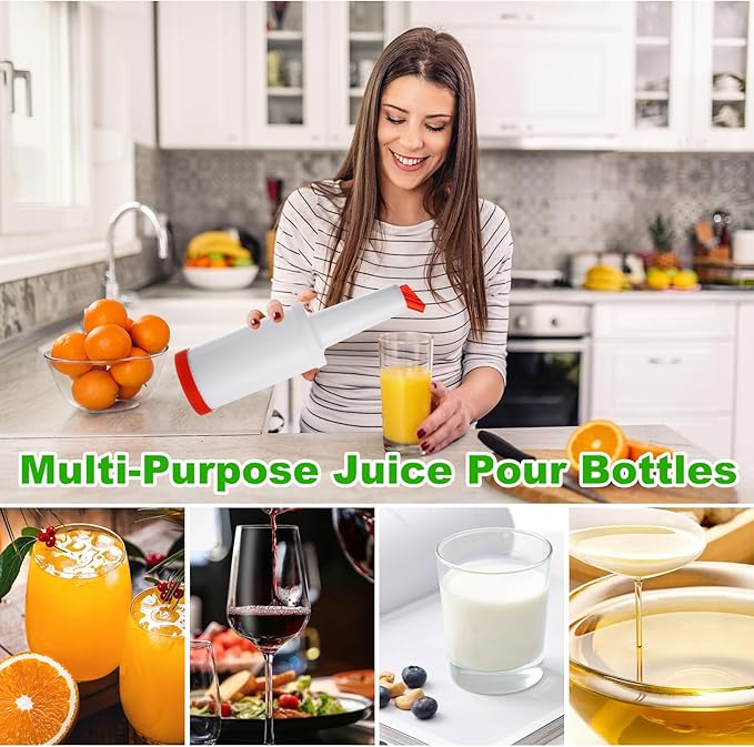 6Pack Fruit Juice and Liquor Pour Bottles, Colorful Juice Pouring Bottle Containers, Plastic Juice Pour Bottles for Liquor Juice, Plastic Juice Dispensers for Home Party Bar Kitchen Supplies