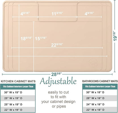 The Original Under Sink Mat - Adjustable Silicone mat, Waterproof Under The Sink Bathroom Vanity Mat, Under sink mats for kitchen waterproof - 28" x 19" or smaller