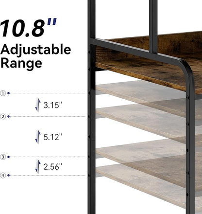 Warmiehomy 4 Tier 24" x 24" Printer Stand with Adjustable Storage Shelf - Large Tall Printer Table with Wheels - Rolling Cart for 3D Laser Printer - Home Office Small Spaces Organization (Brown)