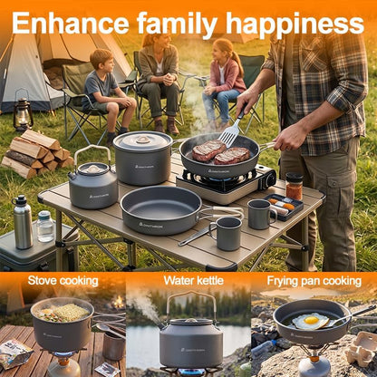 22-Piece Large Camping Cookware Set, 3.3L Pot & Kettle