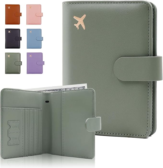 Melsbrinna Premium Leather Passport Holder Covers Case, Waterproof Rfid Blocking Travel Wallet Passport Holder with Pen Holder, Cute Passport Book for Women/Men