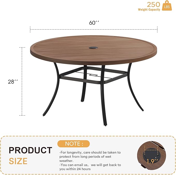 VICLLAX 60" Outdoor Round Patio Table
