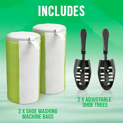 Rockin'Green Shoe Washing Machine Bag - 360° Deep Clean Shoe Washing Bag - Shoe Bag for Washing Machine with Cleaning Fibers - Reusable Sneaker Washing Machine Bag with Zipper (2 Pieces)