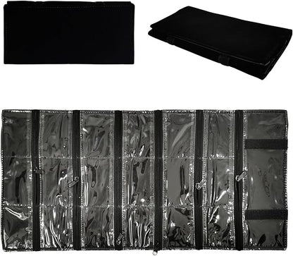 Travel Jewelry Roll Bag Portable Organizer Pouch With Grids&PVC Cover Storage Bags for Necklace, Bracelet, Bracelet,Ring, Badge, Pendant