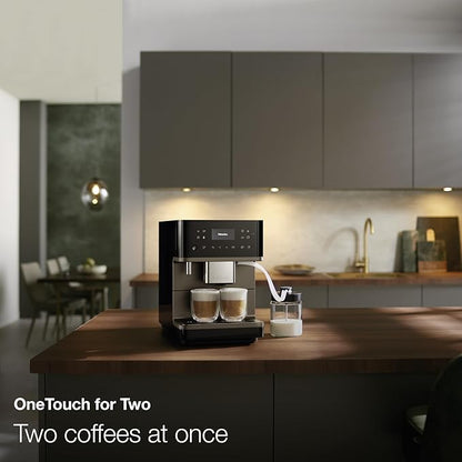 Miele CM 6360 MilkPerfection Automatic Coffee Machine - OneTouch for Two, AromaticSystem, 8 individual profiles, DoubleShot, WiFi-compatible, LED lighting, in Obsidian Black BronzePearl Finish