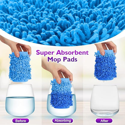 Reusable Mop Pads for Swiffer PowerMop, 8 Pack Microfiber Mop Pad Refill with Scrubber Strips for 13''-15'' SprayMop, Washable Mop Pads Use for Most Floor Types, Designed for Pets - Multicolor