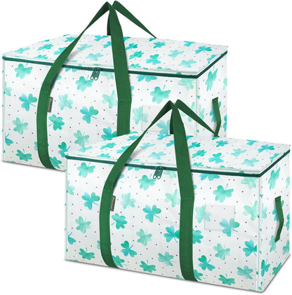 BALEINE 2-Pack Oversized Moving Bags with Reinforced Handles, Heavy-Duty Storage Tote for Clothes, Moving Supplies (Clover, 2-Pack)