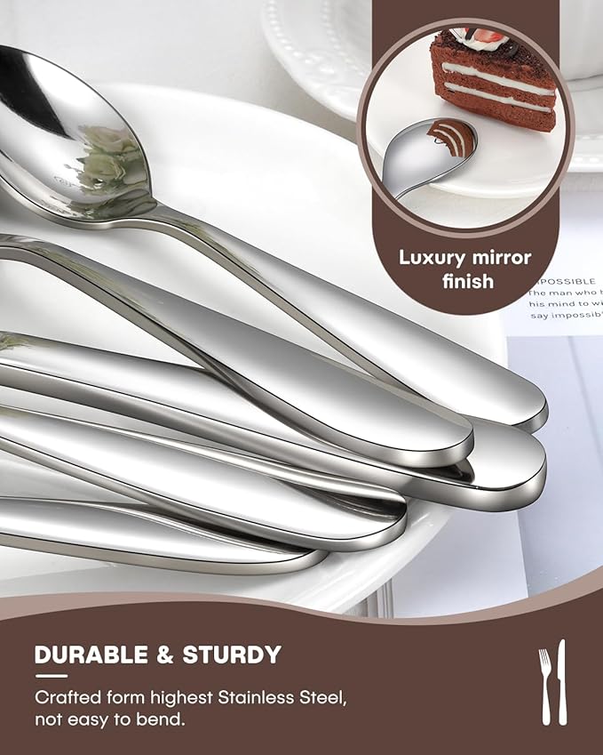 30-Piece Flatware Set for 6, Heavy Duty Knives Forks Spoons Silverware Set with Premium Mirror Polished Stainless Steel Utensils, Dishwasher Safe
