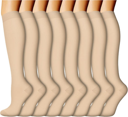 ACTINPUT 8 Pairs Compression Socks for Women & Men,Support Compression Stockings for Medical Running Athletic
