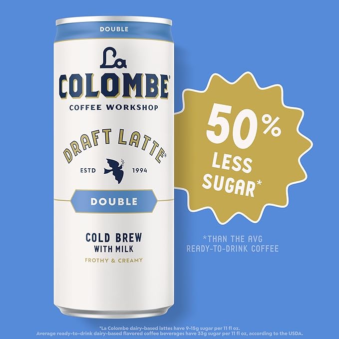 La Colombe Coffee, Double Draft Latte, 11 fl oz Cans (Pack of 12), Coffeehouse Quality Cold Brew, Specialty Grade Coffee Beans, Ready-to-Drink On-the-Go