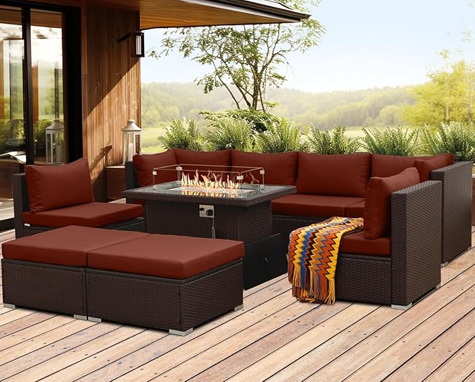 NICESOUL 9 Pcs Large Outdoor Patio Furniture Set