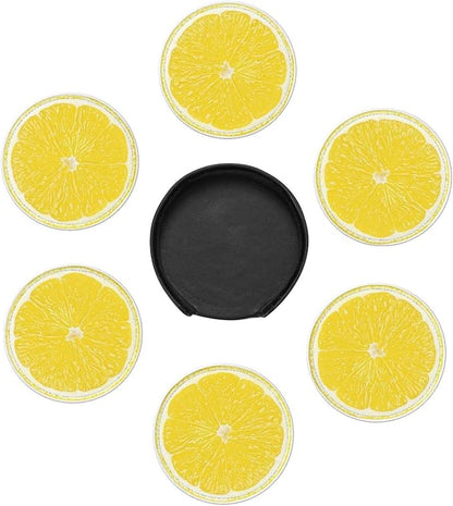 6 Pack Yellow Lemon Coaster for Drinks