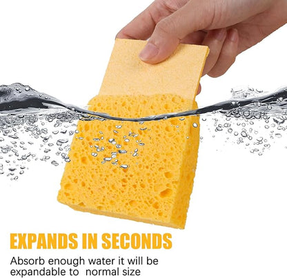 Kitchen Sponges, 12-Count Cellulose Sponges, Durable Dish Sponge for Cleaning, Cleaning Scrub Colored Sponge, Multiple Use for Dishes Washing, Compressed Packaging